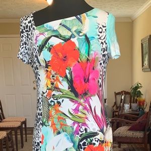 Simon Chang sz8 tropical/animal print sheath